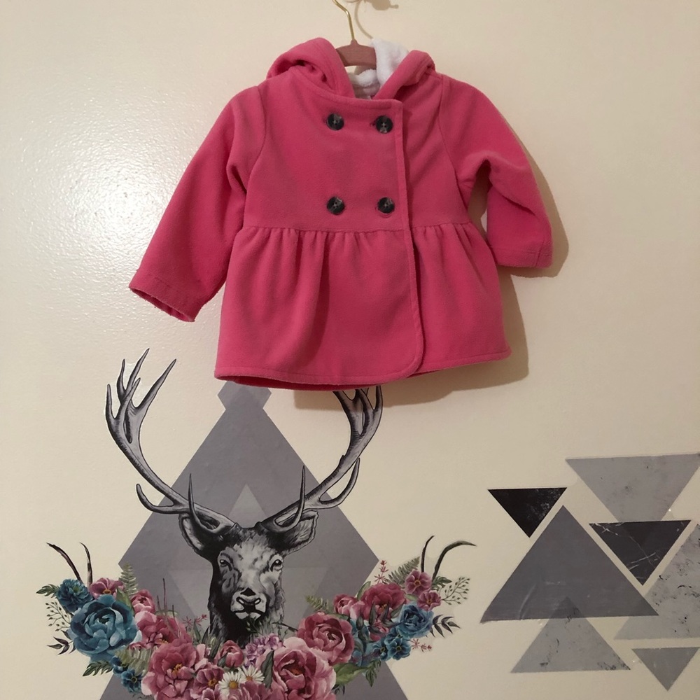 Carters | Pink Double Button Hooded Jacket Sz 6m